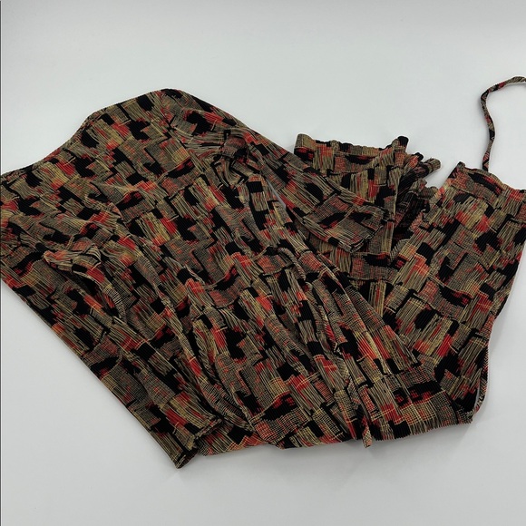 Vintage Mica Multicolor Long Sleeve true Wrap Dress geometric stretch retro - Picture 4 of 8